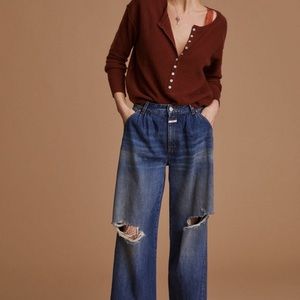 Pilcro by Anthropologie Cashmere Henley Sweater Size XL